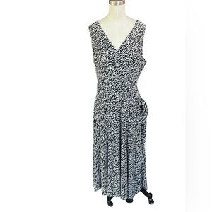 Lauren Ralph Lauren black & white faux wrap dress size 12